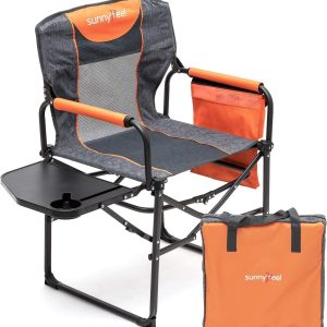 SUNNYFEEL Camping Directors Chair, Heavy Duty,Oversized Portable Folding Chair with Side Table, Pocket for Beach, Fishing,Trip,Picnic,Lawn,Concert Outdoor Foldable Camp Chairs